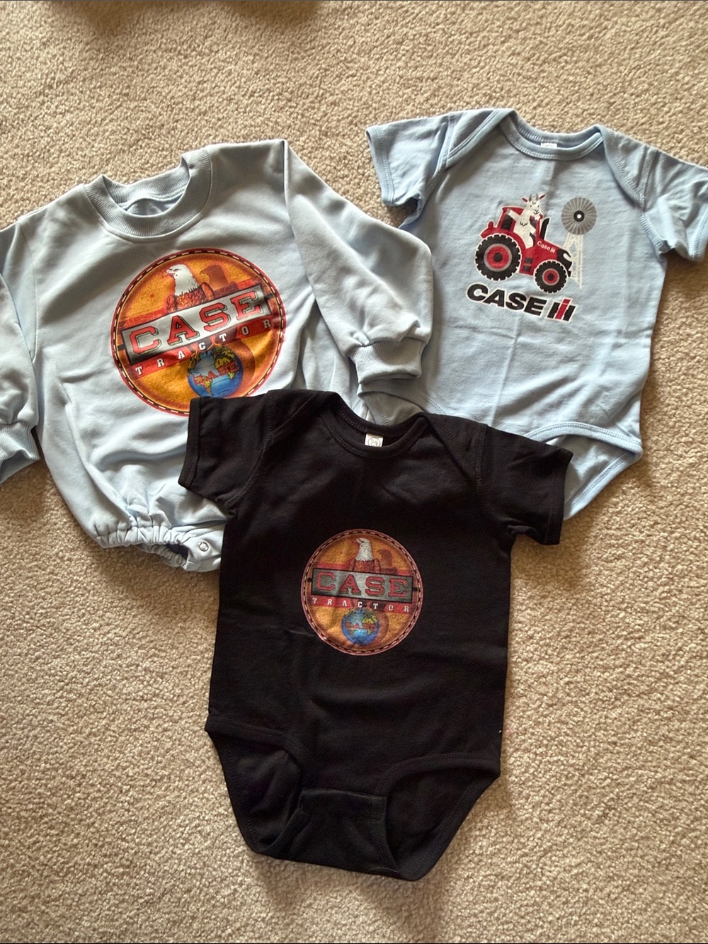 18 month CASE IH Baby Onesie & Tops Set - Light Blue & Black with Tractor Logo